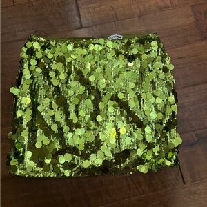 Fashion Nova Glittering Lime Mini Skirt